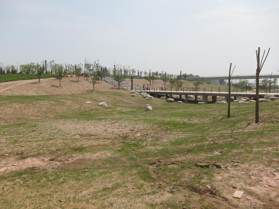 渭河湿地公园工程原始地面覆填土方量计算和施工验线测量